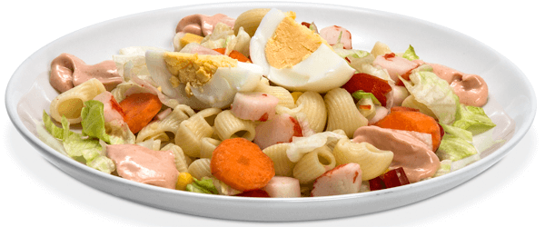 Amanida de galets i verdures amb salsa rosa Foto del plat