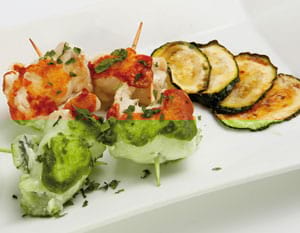 Rotllets de llenguado amb xips de carbassó Foto del plat